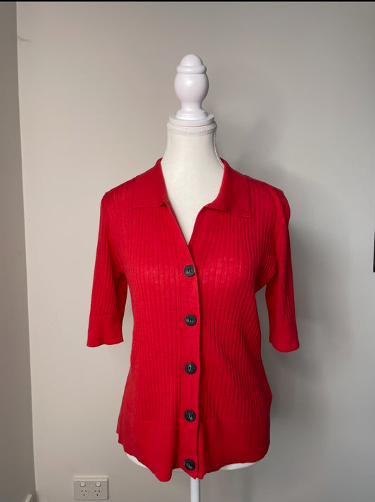 Skin & Threads Short Sleeved Red Knit Polo